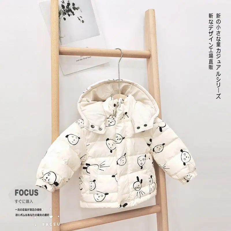 Toddler Snowsuit Winter New Korean Children Down Jacket Puppy Print Kids Jacket Girls Gooss Down Jacket Baby Girl Clothes - Цвет: Бежевый