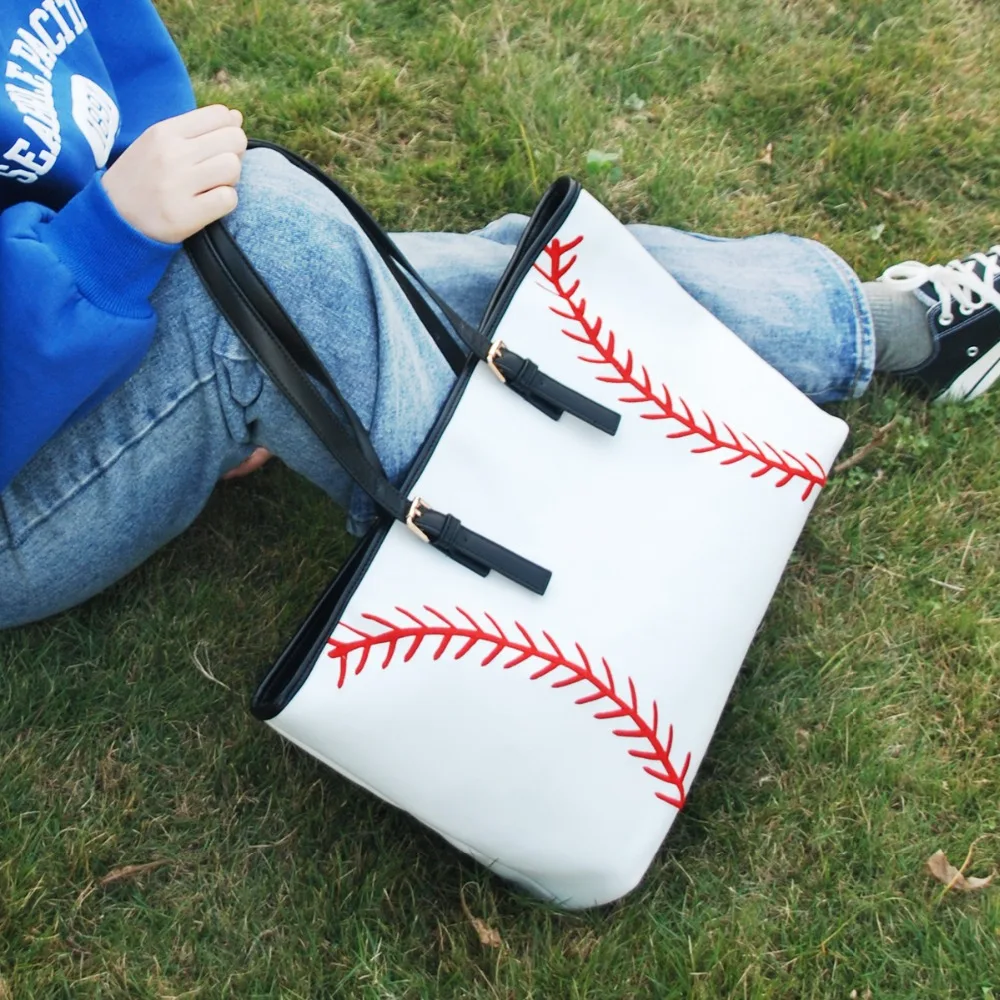 baseball PU tote bags  (2)