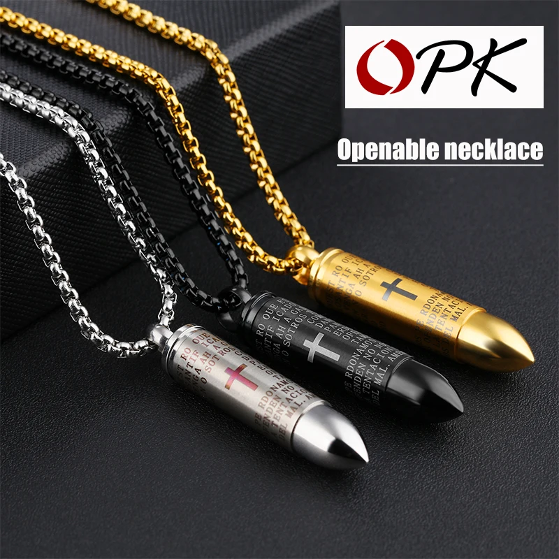 OPK 2020 мужские панковские ожерелья с пулей крест Библия испанский памятный Зонт