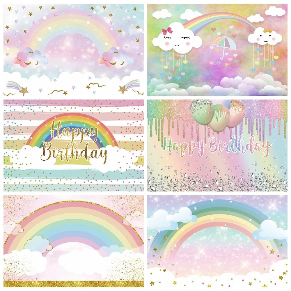 Yeele Dreamy Gold Glitters Rainbow Pink Sky Baby Birthday Party Photography Backdrop Decoration Backgrounds For Photo Studio | Электроника