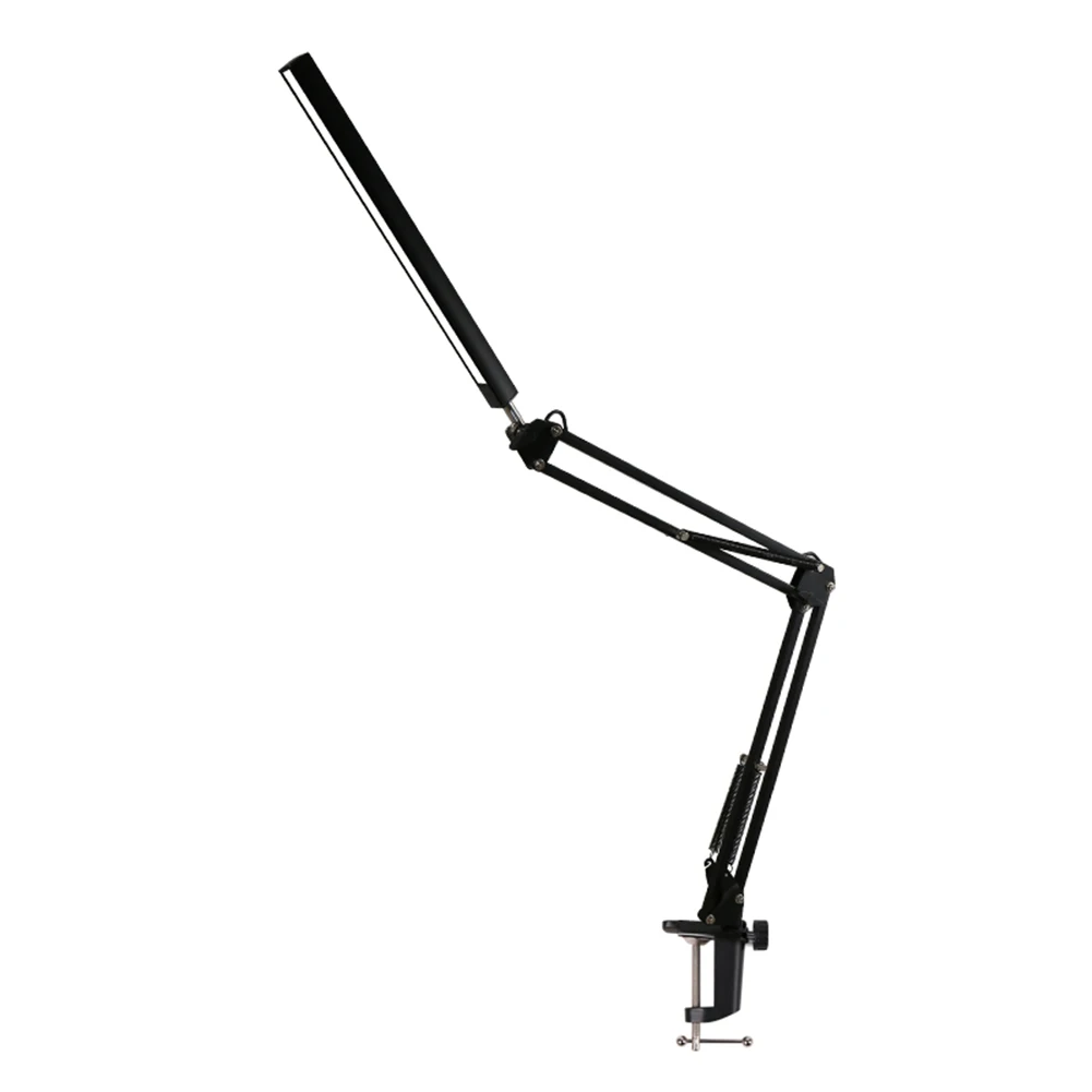 LED Folding Metal Desk Lamp Clip on Light Clamp Long Arm Dimming Table Lamp 3 Colors For Living Room Reading Office Computer_voghion.com