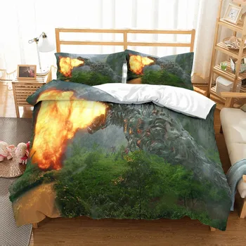 

Dinosaur Bedding Set Primeval Forest Tropical Plant Microfiber Duvet Cover Cartoon Kid Bed Linen Set Single Double Full Queen
