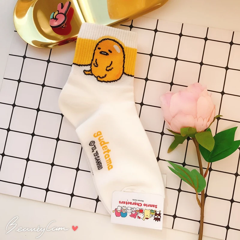 Женские носки с героями мультфильмов, с помпонами и помпонами, Cinnamoroll BabyCinnamoroll Badbadtz Maru, модные Забавные милые хлопковые носки