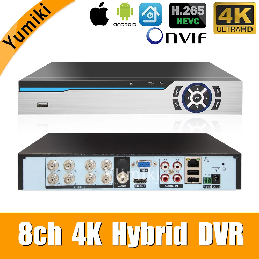 H 265 H 264 8ch Ahd Dvr 4k Cctv 8ch 4k 5mp Hybrid Security Dvr Recorder Camera Onvif Coxial Control P2p Xvi Ahd Tvi Cvi Cvbs Ip Aliexpress Security Protection