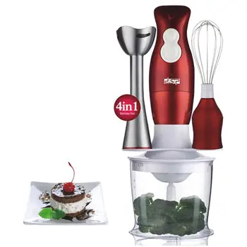 

1 Set/4PCS Multifunctional Squeezer Electric Egg Whisk Blender Stirrer Cream Frother Cream Foamer (Red, EU Plug)