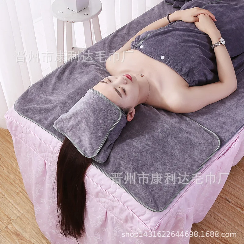 Grey silk thickening Салон красоты, специальное назначение, превосходное тонкое волокно, полотенце для кровати, банное полотенце, Парикмахерская, Баотоу, водное Полотенце Для Волос - Цвет: Grey silk thickening