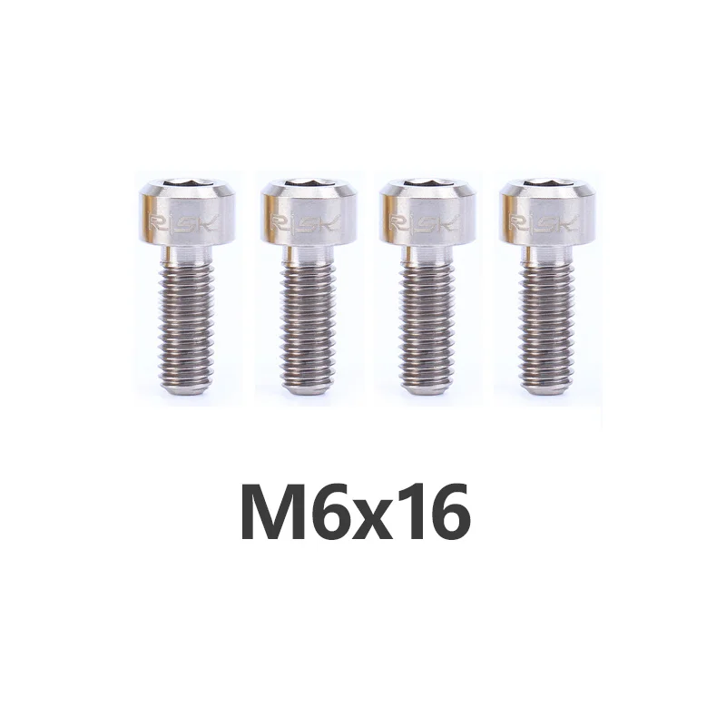 M6x16mm Titanium Риска 4 шт. M6x16/18/20 мм титановый велосипедный дисковый тормоз крепежные болты горный тормозной суппорт для велосипеда болт Crank винты - Цвет: M6x16mm Titanium