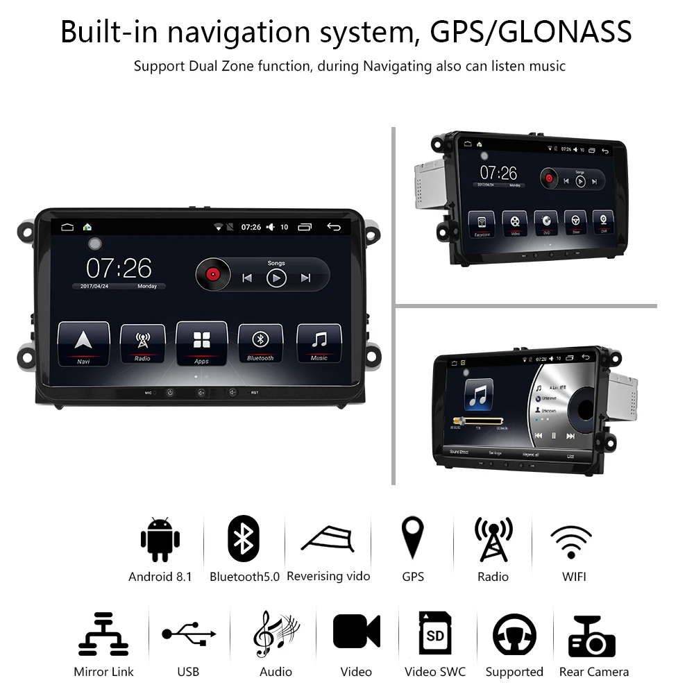 Flash Deal Car Multimedia player 1 Din Android 8.1 Car DVD For Volkswagen/Golf/Polo/Tiguan/Passat/CC/SEAT/leon/Skoda/EOS 9" 4G/64 3