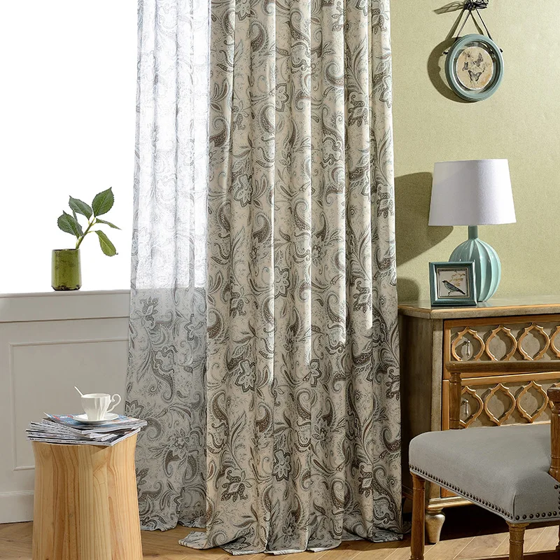 

Modern and Simple European-style Curtain Polyester-cotton Printed Curtains for Living Room Bedroom Window Curtain