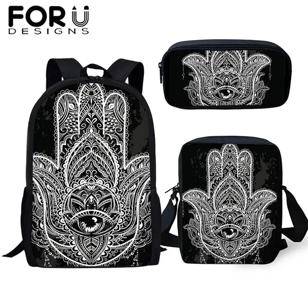 FORUDESIGNS/3 шт./компл. школьный рюкзак для девочек с кулоном в форме руки "Хамса рюкзак Подростковая Студенческая глаз Фатимы", рюкзак для путешествий хранение канцелярских принадлежностей - Цвет: CDGX809CEK
