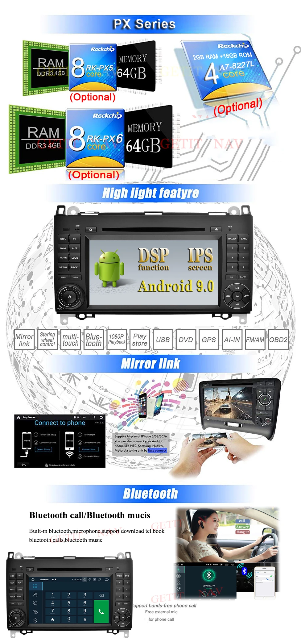 Android 9,0 Benz B200 A B Class W169 W245 Viano Vito W639 Sprinter W906 автомобильный dvd-плеер Радио Стерео gps 5USB DSP ips