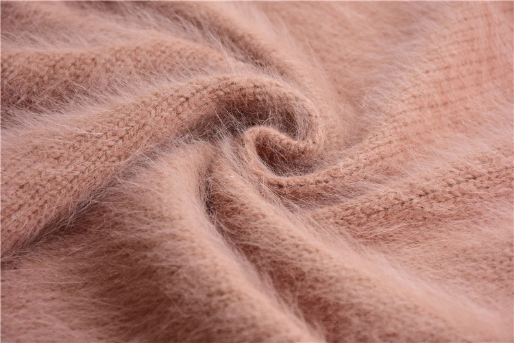 Female general sweaters plush mink cashmere round neck clothes fur loose batwing sleeves sweater pullover basic autumn