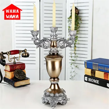

European Resin Candlestick Crafts Ornaments Wedding Candlestick Display Can Be Inserted Candles Home Decoration Candle Holder