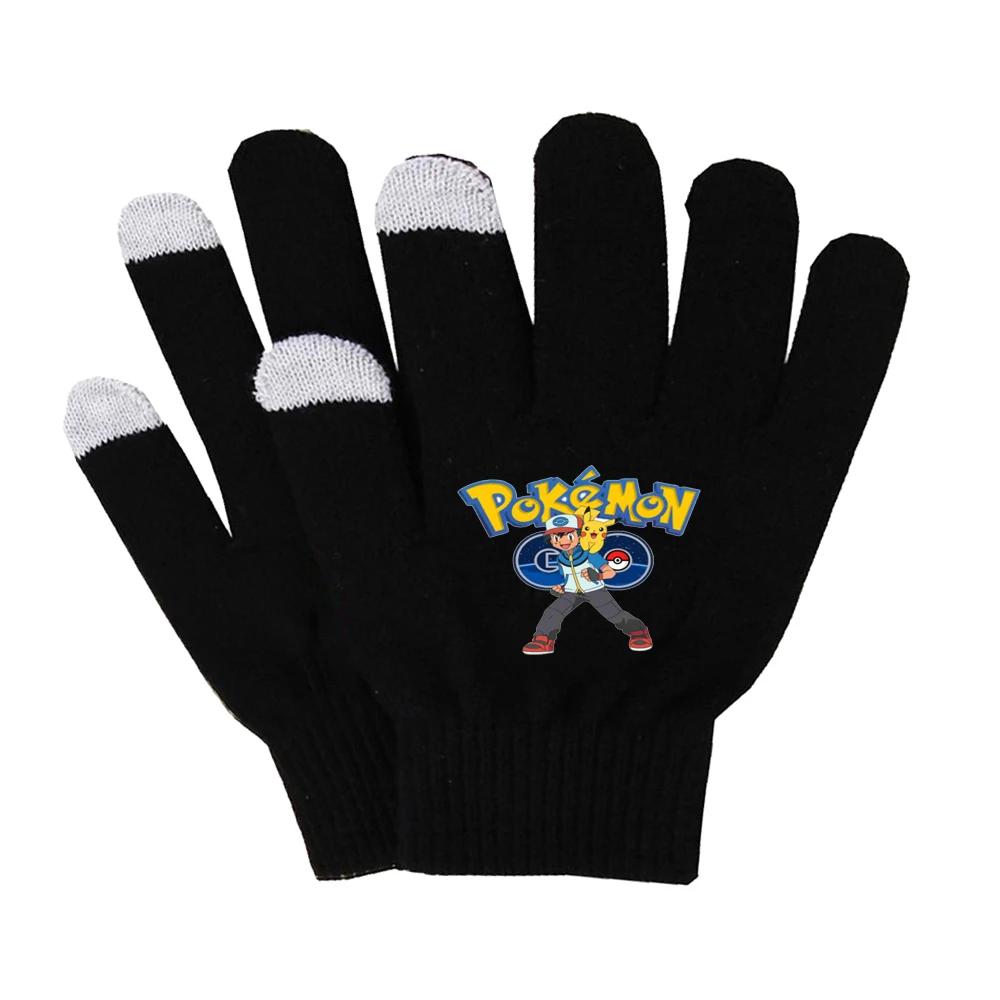 Аниме Пикачу перчатки Плюшевые льняные перчатки зимние мягкие перчатки сенсорный экран смартфон женские перчатки