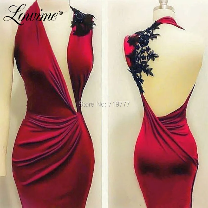 

Hot Sexy Halter Black Applique Party Dress Cheap Evening Gown 2019 Custom Made Open Back Prom Dresses Robe De Soiree Mermaid