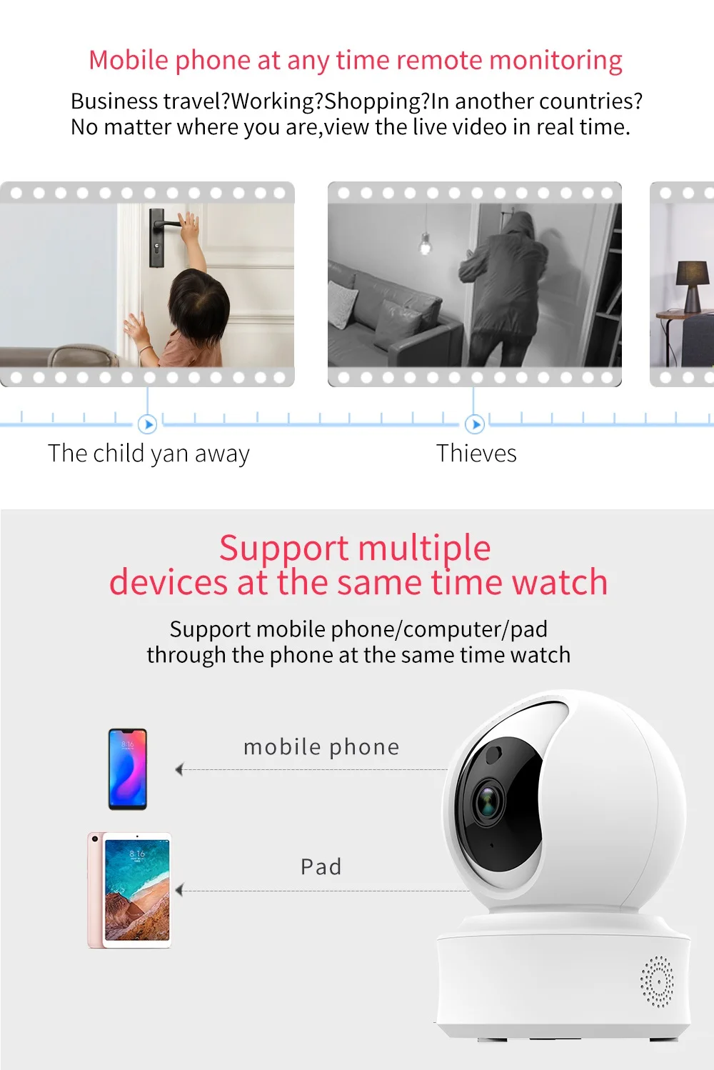 Смарт-камера с Wi-Fi беспроводная ip-камера Домашняя безопасность 1080P 2MP двухсторонний аудио детектор движения ночное видение Tuya Smart Life