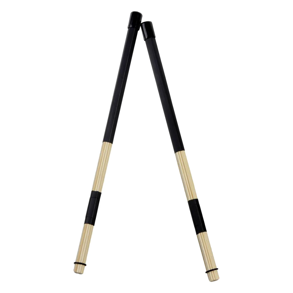 1 Pair Wooden Drum Rod Brushes Drumsticks for Cajon Jazz Drum Accessory, Black
