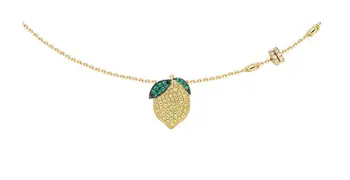 

925 Sterling silver Fashion Summer Lemon necklace Classic CZ crystal geometric orange Fruit pendant Adjustable Chain Jewelry