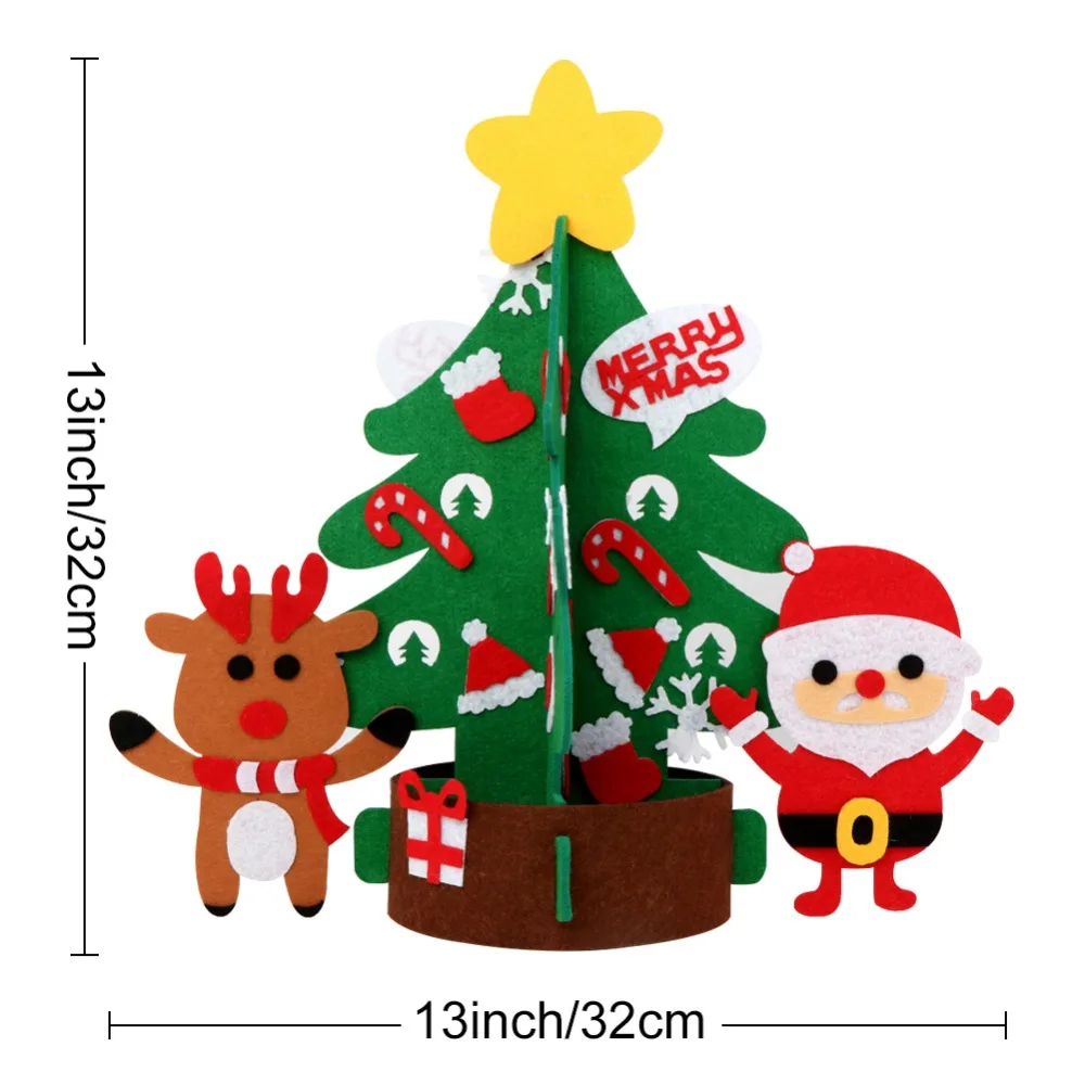 OurWarm 3D DIY Toddler Felt Christmas Tree with Santa Clause Snowman Ornaments Tree Toys Kids Gifts New Year Decorations Navidad