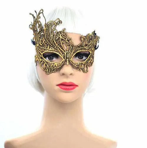 Хэллоуин платье сексуальный костюм маска золотая маска для глаз для вечерние маски Венецианская Карнавальная маска маскарад, праздник Марди Гра Кружевные маски мяч - Цвет: Золотой