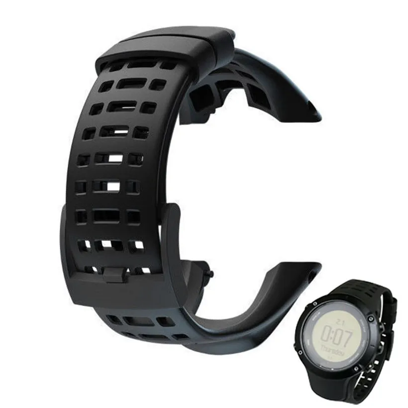Черный Силиконовые Широкие ремешки для Suunto Ambit 3 пика/Спорт/бег/2/2 S/2R/1 стальная застежка на запястье резиновый сменный ремешок для часов - Цвет: Черный