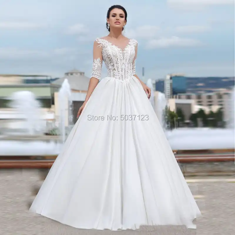 Vestido de novia media manga Clearance