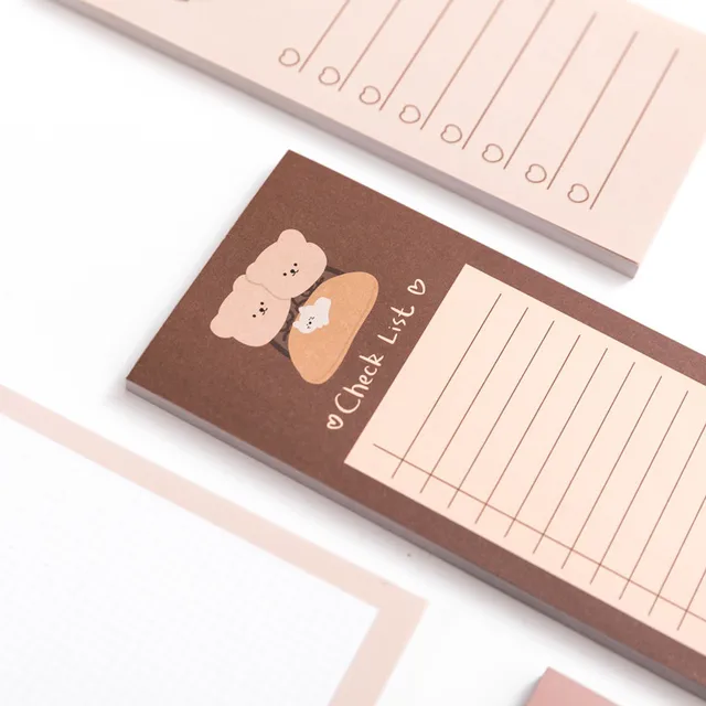 50 Sheets Cute Korean Biscuits Bear Memo Pad Message Notes Decorative Notepad Note check list Memo Stationery Office Supplies 2