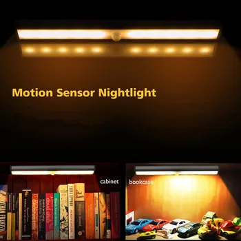 

LED Night Light Motion Sensor Wireless USB Rechargeable 10/20/24/30/40/60LEDs Night lamp for Kitchen Cabinet Wardrobe Wall Lamp