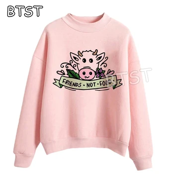 

New Fashion Womens Clothing Punk Print Sweatshirt Vegan Save Gothic Hoodies Winter Coat Women Kawaii Womens Hoodies Pullover