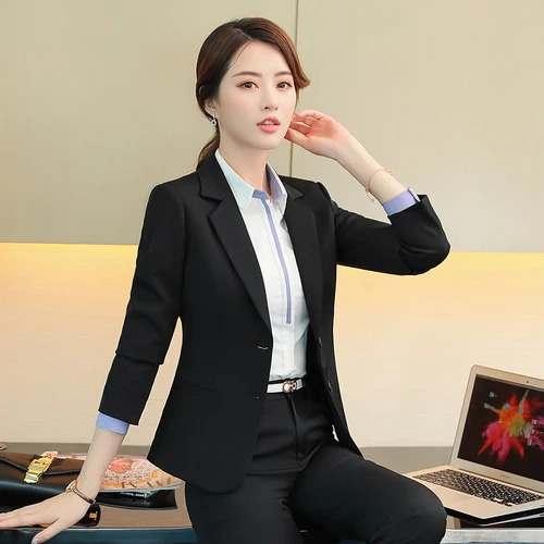 

Spring Autumn Fashion Professional Black Women Small Suit New Style Big Code Xxxxl Female Slim Workwear Temperament Clothes