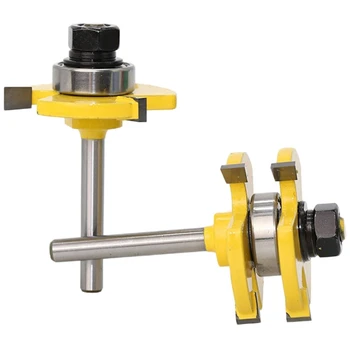 

2PCS T-Type Tongue Groove Router Bit Woodworking Tenon Jointing Milling Cutter