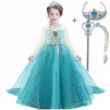 Новое платье Эльзы и Анны костюм для девочек карнавальные костюмы Эльзы Детские платья на Хэллоуин с длинными рукавами Вечерние платья принцессы для девочек