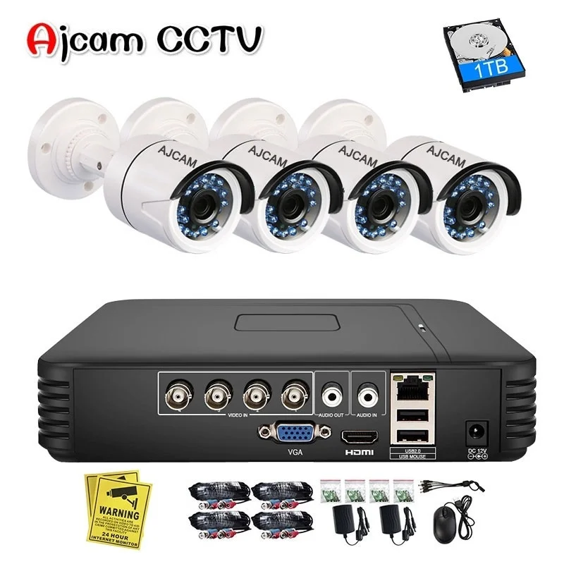 AJCAM 4CH HD наружные водонепроницаемые ip-камеры 5.0MP ИК Ночное Видение домашняя