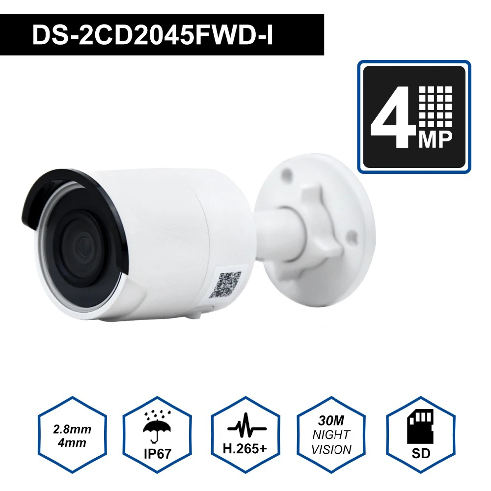 HIK Оригинальная камера видеонаблюдения Darkfighter уличная DS 2CD2045FWD I 4MP IR фиксированная