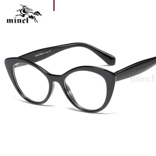 MINCL черные, красные ретро овальные очки для женщин новые очки "Кошка" оптические прозрачные линзы женские очки оправа NX