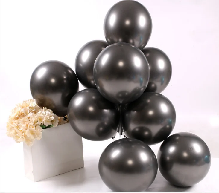 

Party Balloons Latex Metallic Balloons 12inch 30/50/100 Pcs Black Chrome Balloons Birthday Party Decoration Wedding Baby Shower
