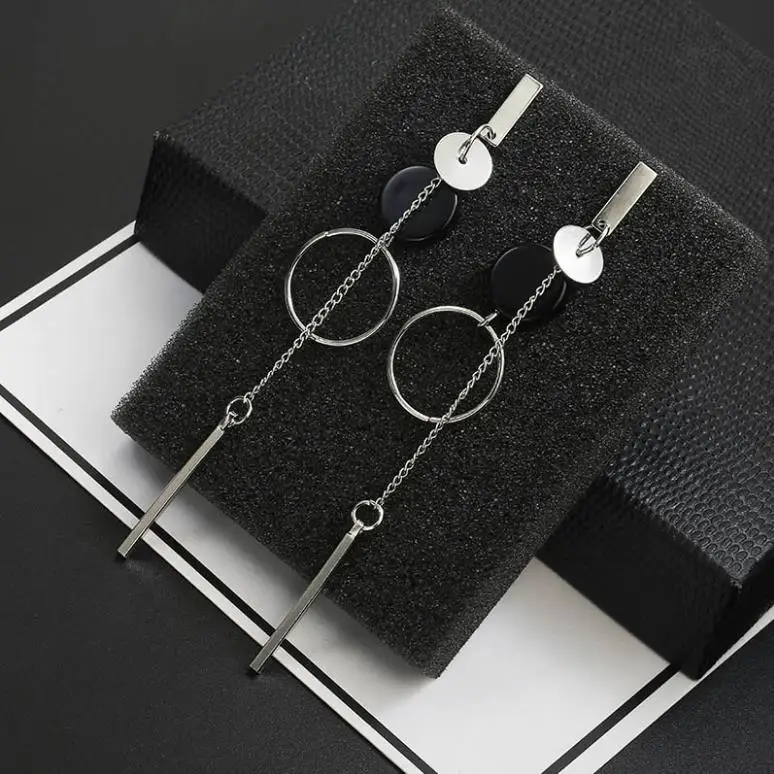 Korean Style Fashion Drop Earrings Simple Long Geometric Earrings Gift For Friend Tassel Ear Jewelry Wholesale Dropshipping - Окраска металла: m