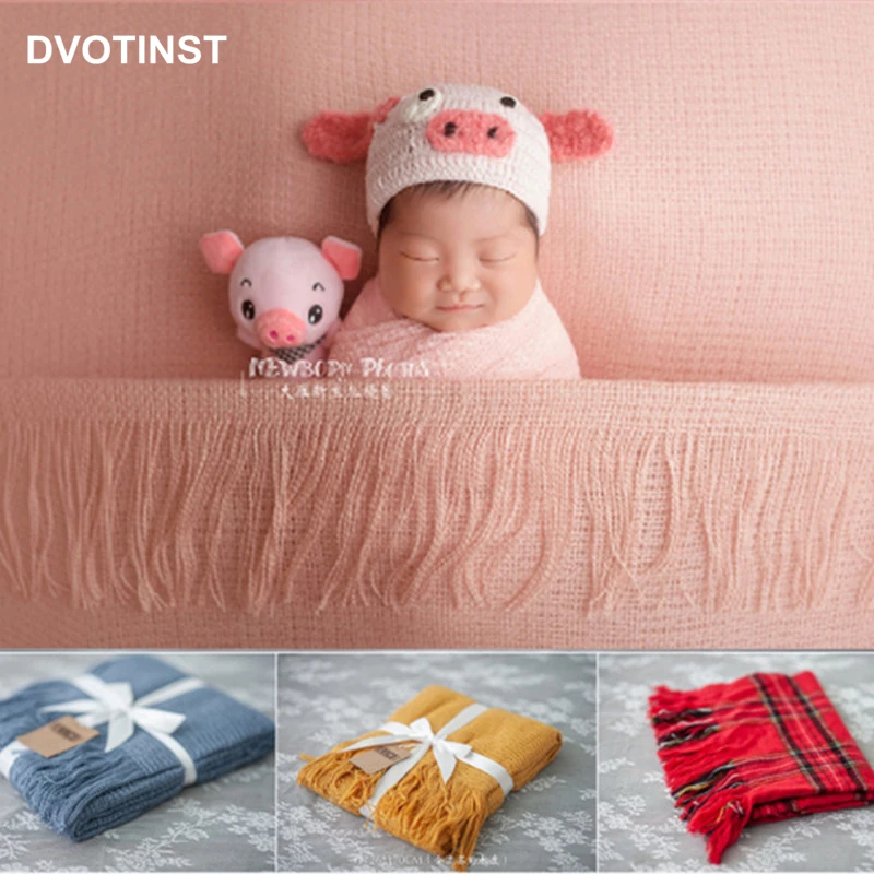 

Dvotinst Newborn Baby Photography Props Soft Knit Background Blanket Mat Tassel Fotografia Accessories Studio Shoots Photo Props