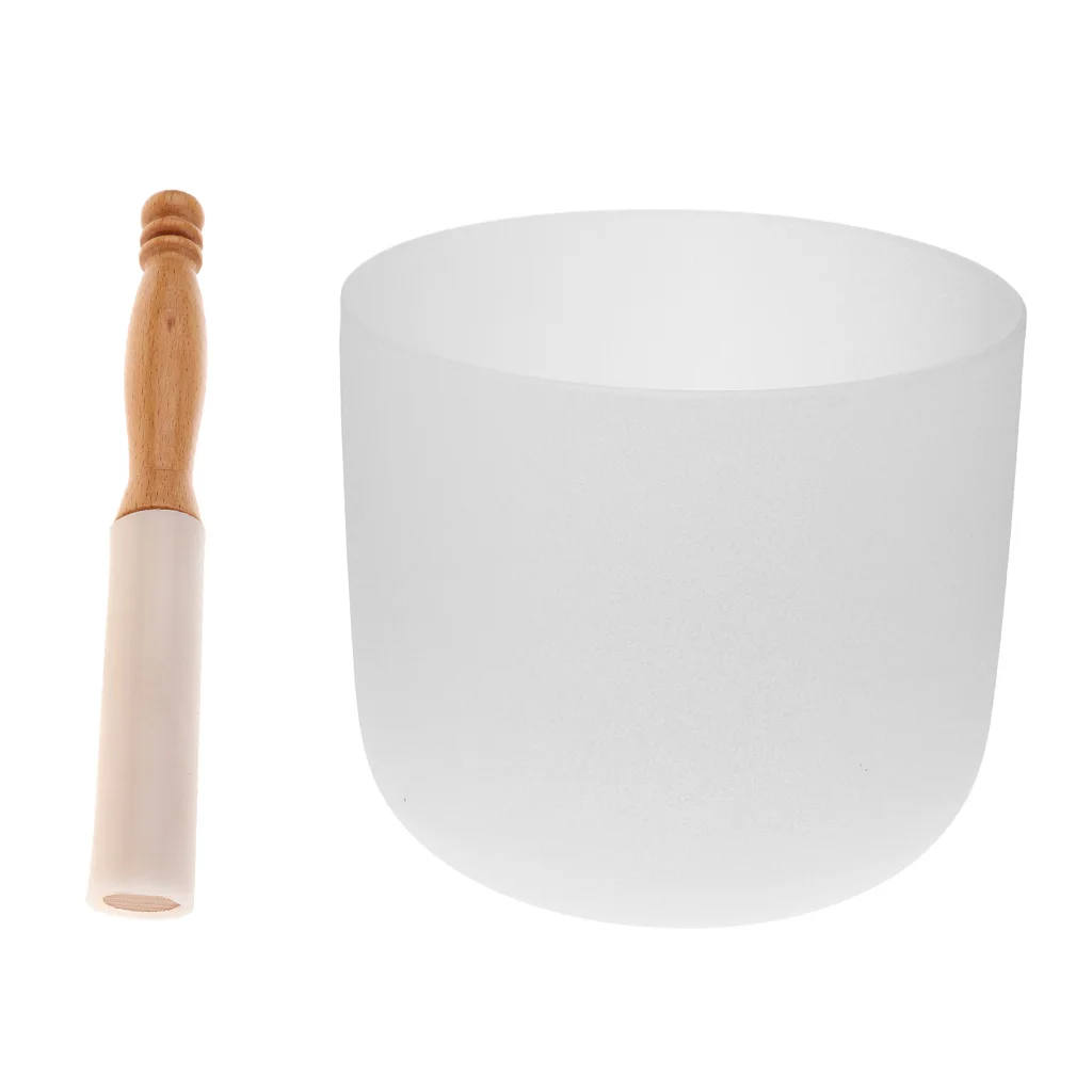 Novelty F Note Quartz Crystal Singing Bowl + Rubber Mallet Gift Handicraft for Friends Kids Family