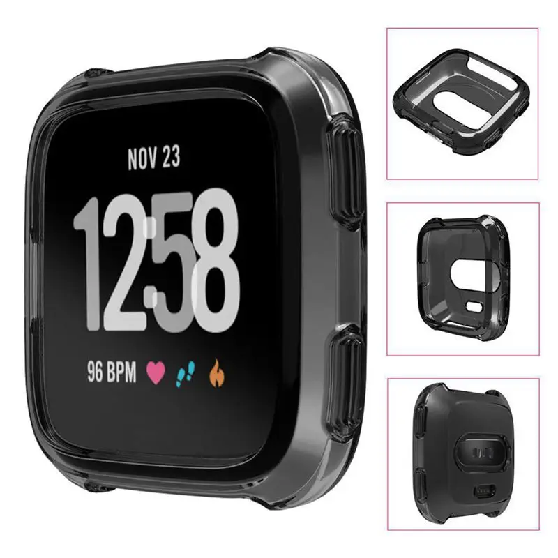 

Soft Silicone Protective Case For Versa Activity Smart Watch Accessories Cover Shell Frame Full Black