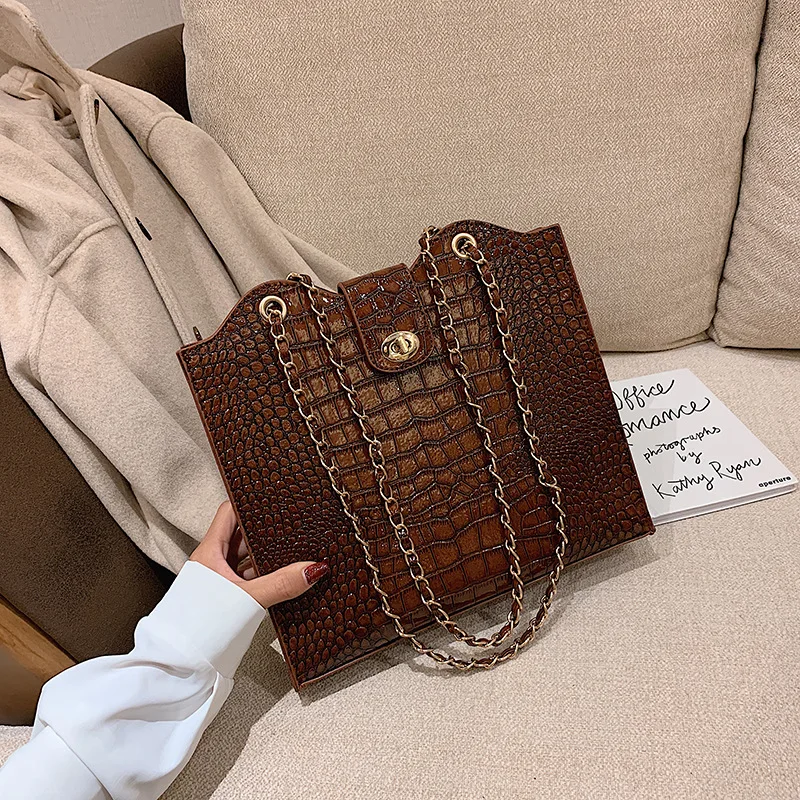 

Large-Volume Textured Chain Bag WOMEN'S Bag New Style 2019 Versatile INS Shoulder Bag Autumn And Winter Casual Shoulder Bag Fash
