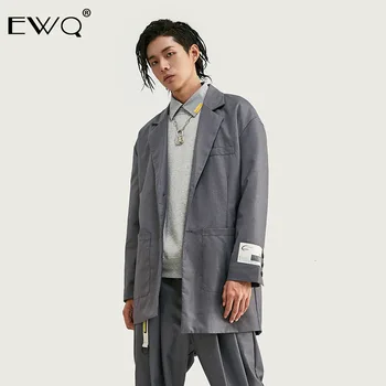 

EWQ / Men's clothes 2020 spring and winter new tide irregular hem loose retro solid color men's blazer loose long coat 19H-a121