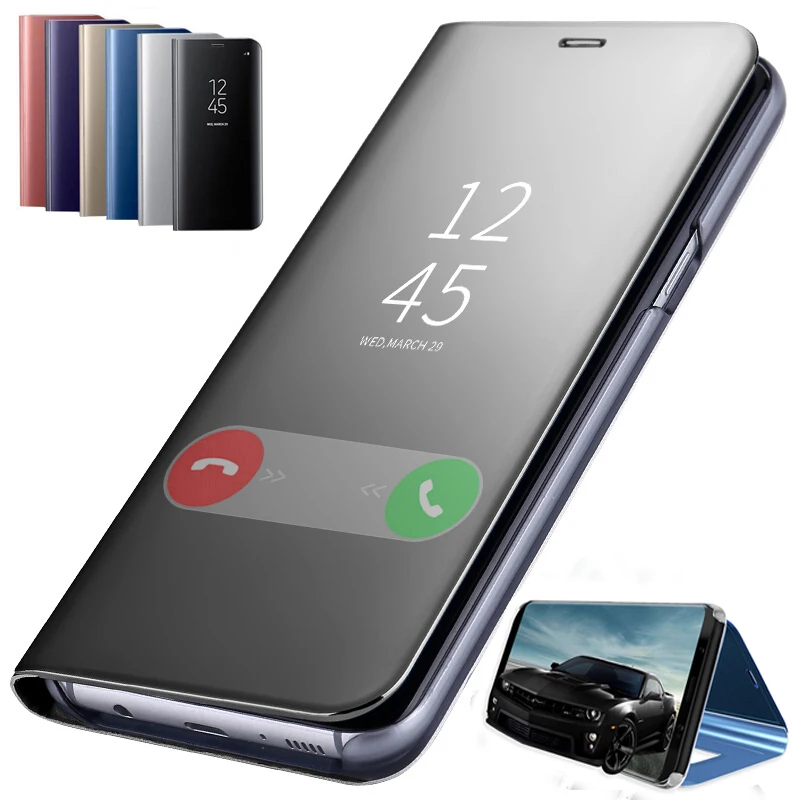 Smart Mirror Flip Stand Leather Cases For Samsung Galaxy J4 J6 J8 A7 A9 A6 A8 Plus 2018 J3 J5 J7 A3 A5 2016 2017 S6 S7 Edge | Мобильные