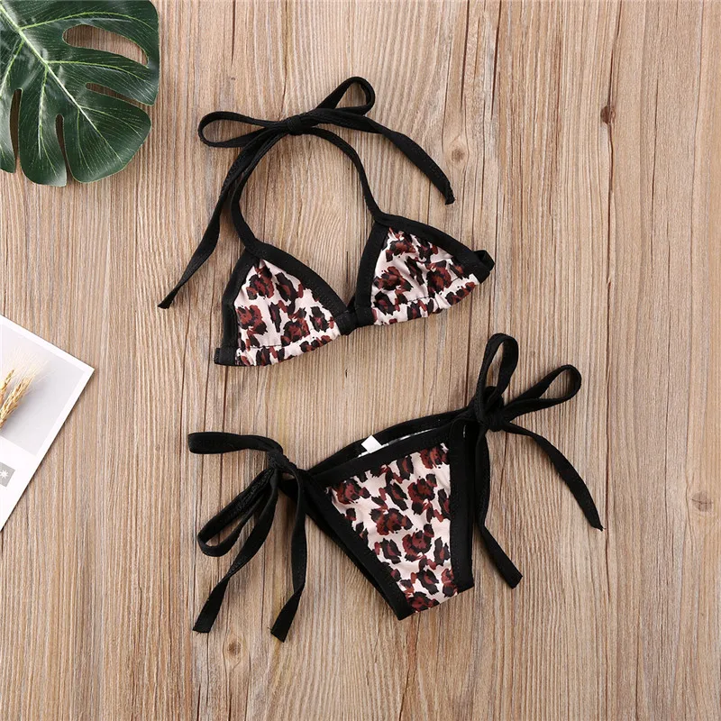 0-24Months Baby Girls Swimsuits Leopard Print Bikini Swimwear For Girls 2025 Summer Infant Girls Bathing Suits