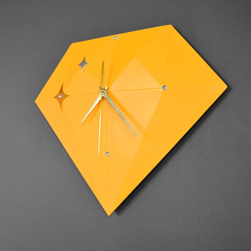 Скандинавские геометрические настенные часы Современные креативные бесшумные простые настенные украшения желтые настенные часы для кухни гостиной домашний декор W6