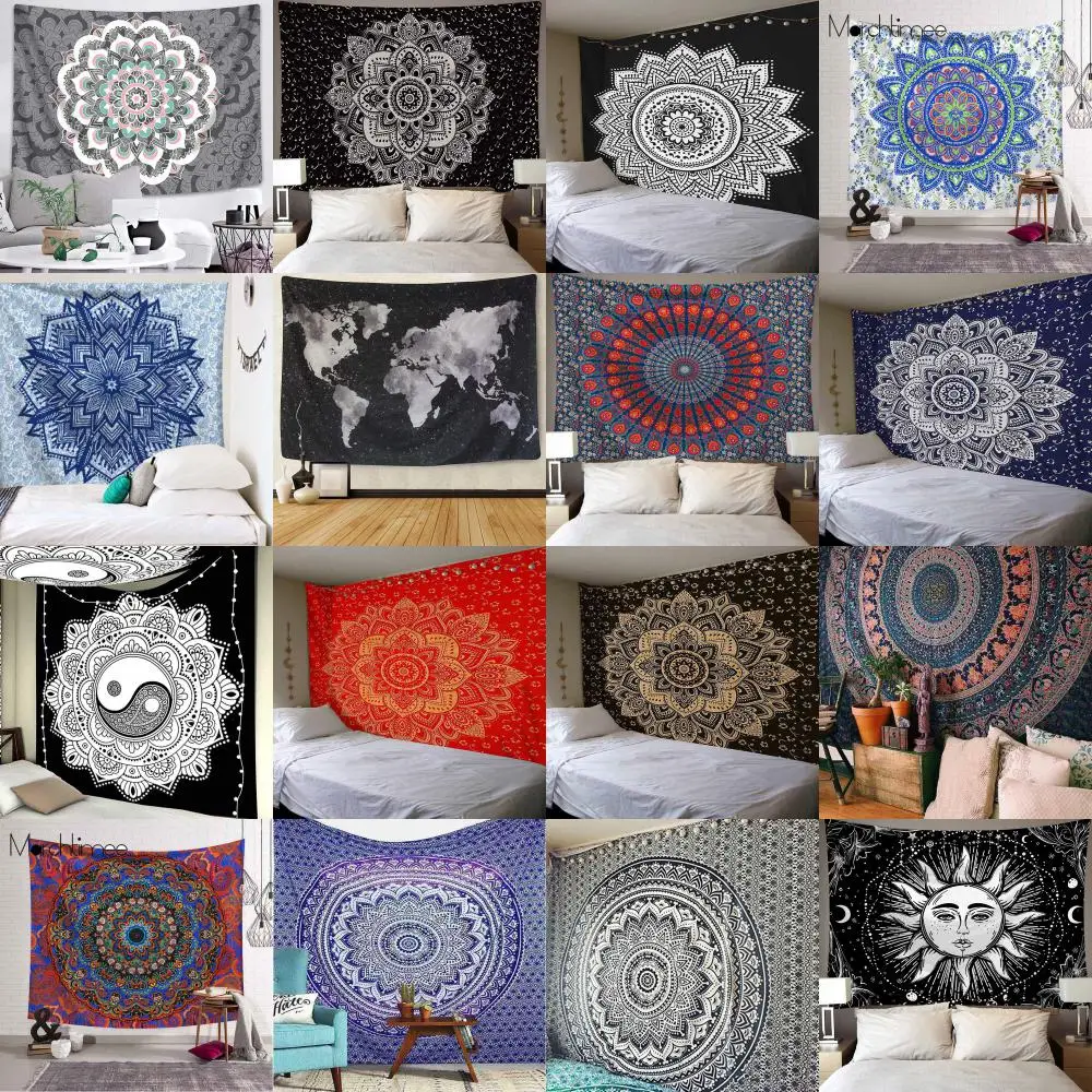 Bohemian Sleeping Pad Tapestries Indian Mandala Tapestry Wall Hanging Sandy Beach Throw Rug Blanket Camping Tent Travel Mattress | Дом и сад