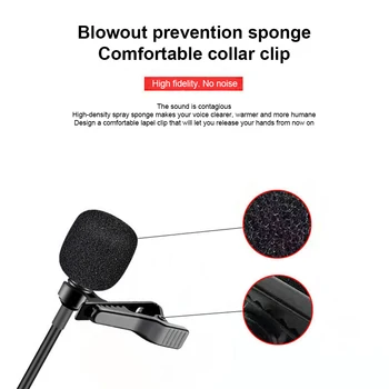 

Clip-on Gift With Usb Adapter Audio Video Recording Mini Conference Windproof Lavalier Condenser Microphone Type-C Interface