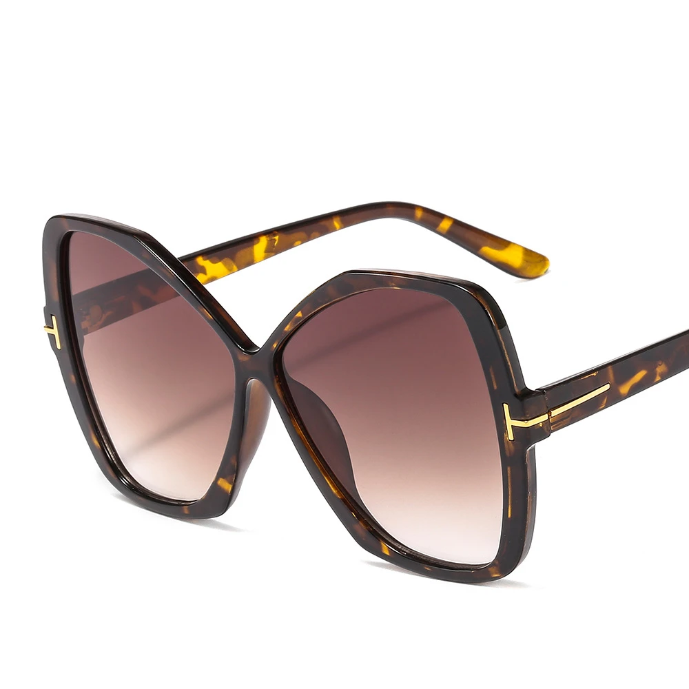 Leopard brown Новые Т-образные солнцезащитные очки, нестандартные европейские и американские солнечные очки, женские модные уличные очки для съемки, уличные очки с защитой от ультрафиолета - Цвет линз: Leopard brown