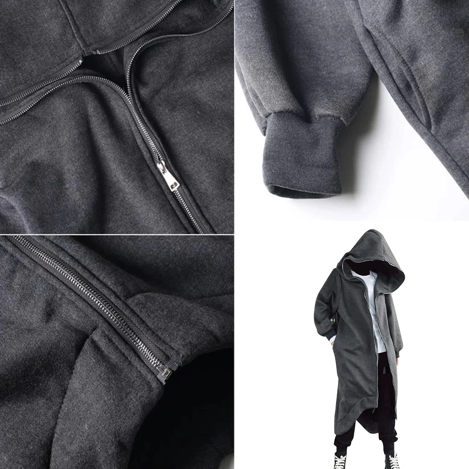 Zip Up Hoodie Fleece Hoodies Fleece Jacket Newly Unisex Long Sleeve Hooded Nazgul Long Coat Zipper Closure Fleece Lined Hoodie zip up hoodie fleece hoodies fleece jacket