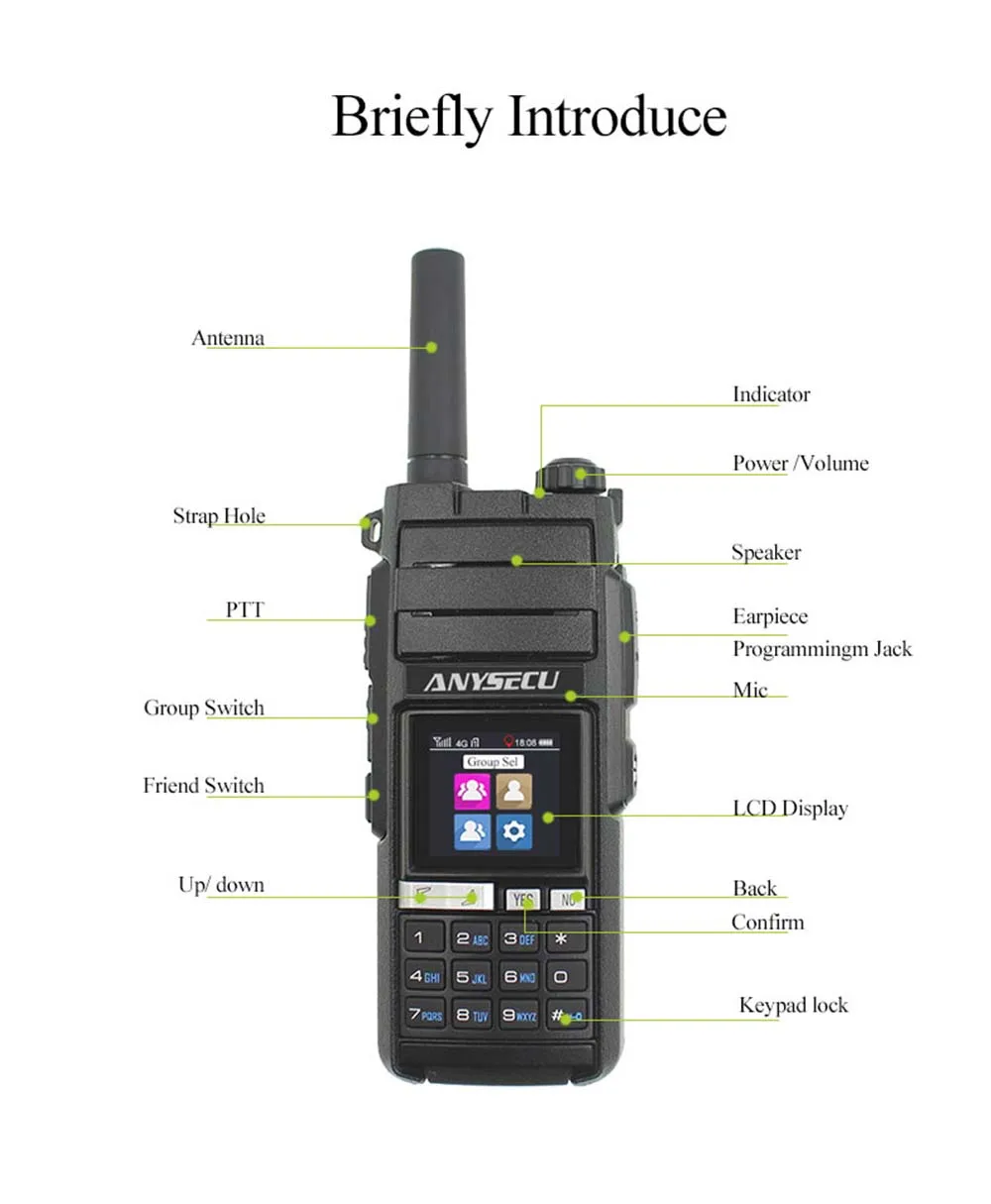 Anysecu 4G LTE Android Walkie Talkie 4G-HD700 сетевой телефон Радио прочное переговорное устройство смартфон Настоящее PTT радио